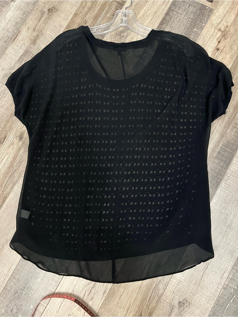 torrid size 0 black crochet front top with sheer back - EUC - Picture 7 of 9